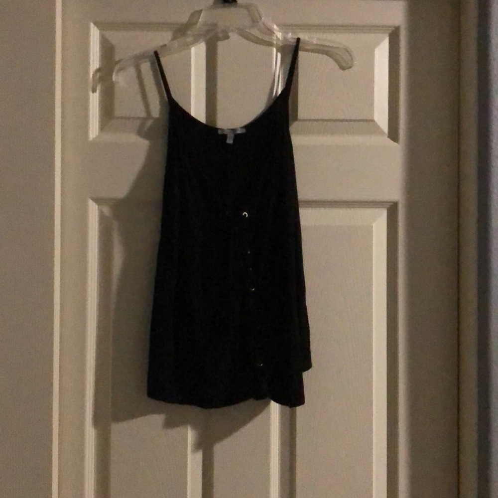 Lace-up Front Black Tank Top